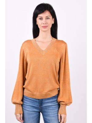 Pulover Dama Vila Vijona V-Neck Pumpkin Spice